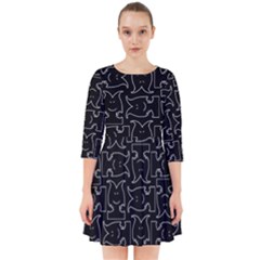 Enigmatic Demon Black And White Pattern Smock Dress