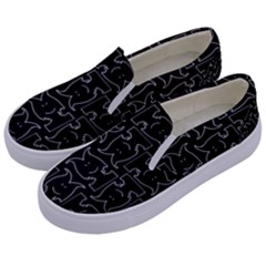 Enigmatic Demon Black And White Pattern Kids  Canvas Slip Ons