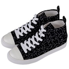 Enigmatic Demon Black And White Pattern Women s Mid-top Canvas Sneakers by dflcprintsclothing