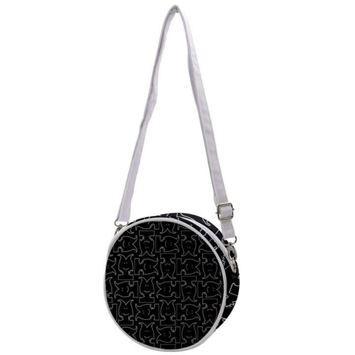 Enigmatic Demon Black and White Pattern Crossbody Circle Bag