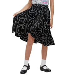 Enigmatic Demon Black And White Pattern Kids  Ruffle Flared Wrap Midi Skirt by dflcprintsclothing