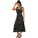 Enigmatic Demon Black and White Pattern Tie-Strap Tiered Midi Chiffon Dress View2