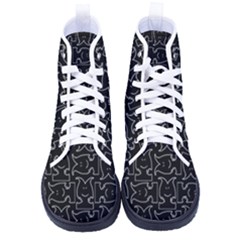 Enigmatic Demon Black And White Pattern Kid s High-top Canvas Sneakers by dflcprintsclothing