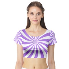 Spiral Vortex Rays Lavender Swirl Purple Short Sleeve Crop Top by Salmanaz77