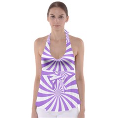 Spiral Vortex Rays Lavender Swirl Purple Tie Back Tankini Top by Salmanaz77