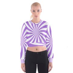 Spiral Vortex Rays Lavender Swirl Purple Cropped Sweatshirt