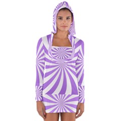 Spiral Vortex Rays Lavender Swirl Purple Long Sleeve Hooded T-shirt by Salmanaz77