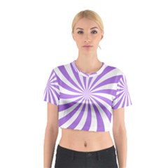 Spiral Vortex Rays Lavender Swirl Purple Cotton Crop Top by Salmanaz77