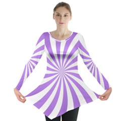 Spiral Vortex Rays Lavender Swirl Purple Long Sleeve Tunic  by Salmanaz77