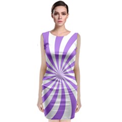 Spiral Vortex Rays Lavender Swirl Purple Sleeveless Velvet Midi Dress