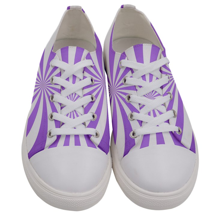 Spiral Vortex Rays Lavender Swirl Purple Women s Low Top Canvas Sneakers