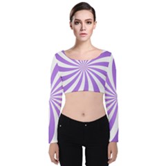 Spiral Vortex Rays Lavender Swirl Purple Velvet Long Sleeve Crop Top by Salmanaz77