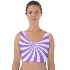 Spiral Vortex Rays Lavender Swirl Purple Velvet Crop Top by Salmanaz77