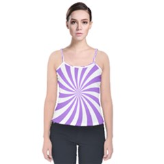 Spiral Vortex Rays Lavender Swirl Purple Velvet Spaghetti Strap Top by Salmanaz77