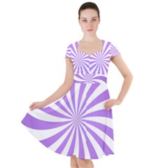 Spiral Vortex Rays Lavender Swirl Purple Cap Sleeve Midi Dress