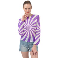 Spiral Vortex Rays Lavender Swirl Purple Banded Bottom Chiffon Top by Salmanaz77