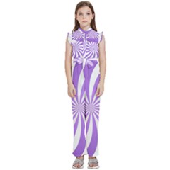 Spiral Vortex Rays Lavender Swirl Purple Kids  Sleeveless Ruffle Edge Band Collar Chiffon One Piece by Salmanaz77