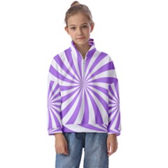 Spiral Vortex Rays Lavender Swirl Purple Kids  Half Zip Hoodie