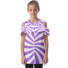 Spiral Vortex Rays Lavender Swirl Purple Fold Over Open Sleeve Top