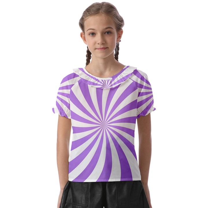 Spiral Vortex Rays Lavender Swirl Purple Kids  Frill Chiffon Blouse