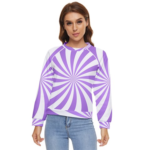 Spiral Vortex Rays Lavender Swirl Purple Women s Long Sleeve Raglan T-shirt by Salmanaz77