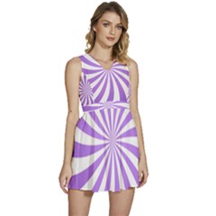 Spiral Vortex Rays Lavender Swirl Purple Sleeveless High Waist Mini Dress by Salmanaz77