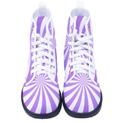 Spiral Vortex Rays Lavender Swirl Purple Kid s High-top Canvas Sneakers by Salmanaz77