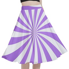 Spiral Vortex Rays Lavender Swirl Purple A-line Full Circle Midi Skirt With Pocket