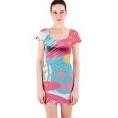 Background Abstract Short Sleeve Bodycon Dress