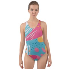 Background Abstract Cut-out Back One Piece Swimsuit by Salmanaz77