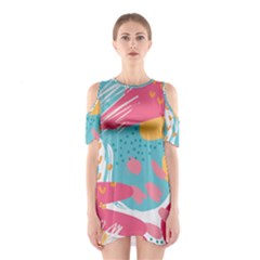 Background Abstract Shoulder Cutout One Piece Dress