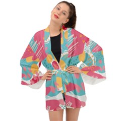 Background Abstract Long Sleeve Kimono