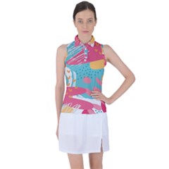 Background Abstract Women s Sleeveless Polo T-shirt