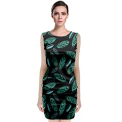 Leaves Pattern Abstract Blade Classic Sleeveless Midi Dress