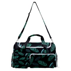 Leaves Pattern Abstract Blade Sports Gym Duffle Bag With Shoe Compartment by Salmanaz77