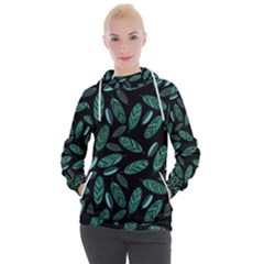 Leaves Pattern Abstract Blade Women s Hooded Pullover