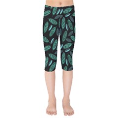 Leaves Pattern Abstract Blade Kids  Capri Leggings  by Salmanaz77