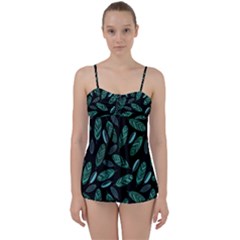 Leaves Pattern Abstract Blade Babydoll Tankini Set by Salmanaz77