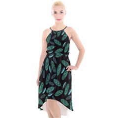 Leaves Pattern Abstract Blade High-low Halter Chiffon Dress  by Salmanaz77