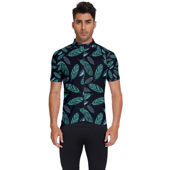 Leaves Pattern Abstract Blade Men s Short Sleeve Cycling Jersey