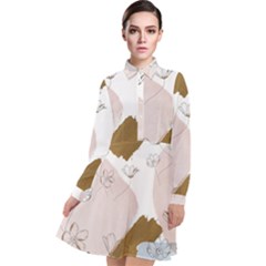 Flower Branch Corolla Wreath Long Sleeve Chiffon Shirt Dress