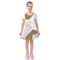 Flower Branch Corolla Wreath Kids  Short Sleeve Velvet Dress