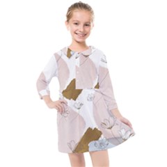 Flower Branch Corolla Wreath Kids  Quarter Sleeve Shirt Dress by Salmanaz77