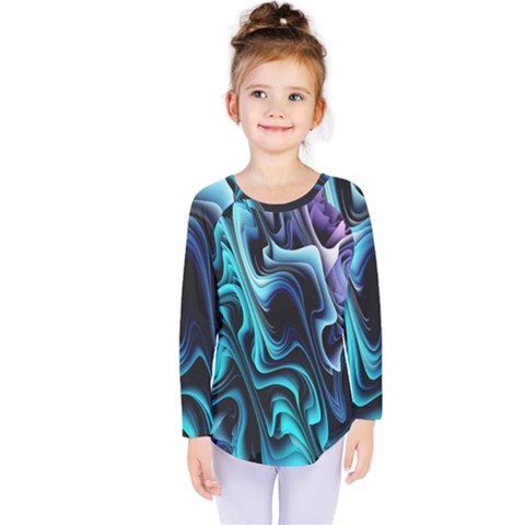 Nature Water Wave Architecture Kids  Long Sleeve T-shirt by Salmanaz77