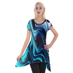 Nature Water Wave Architecture Short Sleeve Side Drop Tunic by Salmanaz77