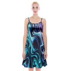 Nature Water Wave Architecture Spaghetti Strap Velvet Dress