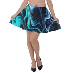 Nature Water Wave Architecture Velvet Skater Skirt