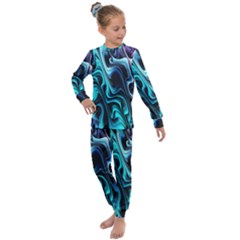 Nature Water Wave Architecture Kids  Long Sleeve Set 