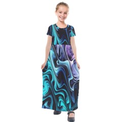 Nature Water Wave Architecture Kids  Short Sleeve Maxi Dress by Salmanaz77