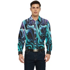 Nature Water Wave Architecture Men s Long Sleeve Pocket Shirt  by Salmanaz77